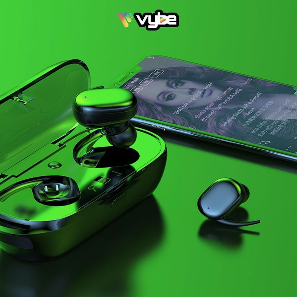 Vybe TWS Sports Earbuds - 3H Playback, Charging Case & LED Indicator - Black