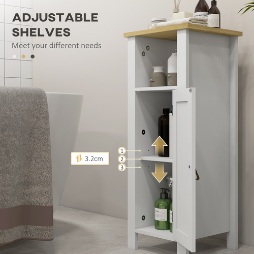 kleankin Slim Bathroom Storage Unit with Adjustable Shelf, White
