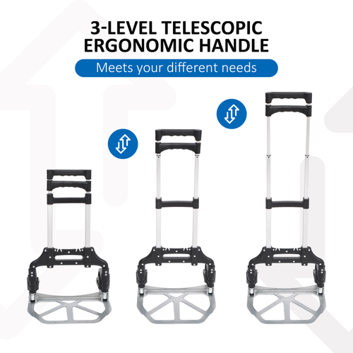 HOMCOM Heavy Duty Aluminium Foldable Hand Truck Trolley, 70KG Load Capacity