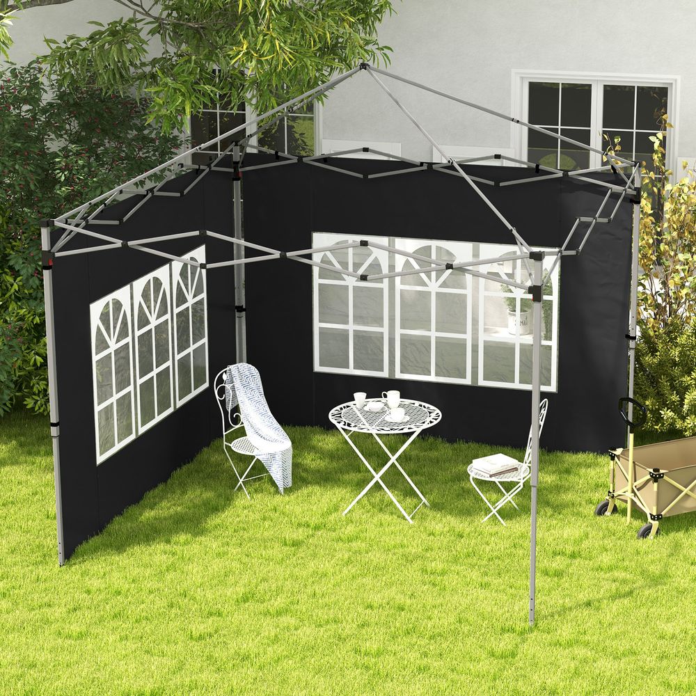 Outsunny Gazebo Side Panels for 3x3(m) or 3x4m Pop Up Gazebo, 2 Pack, Black