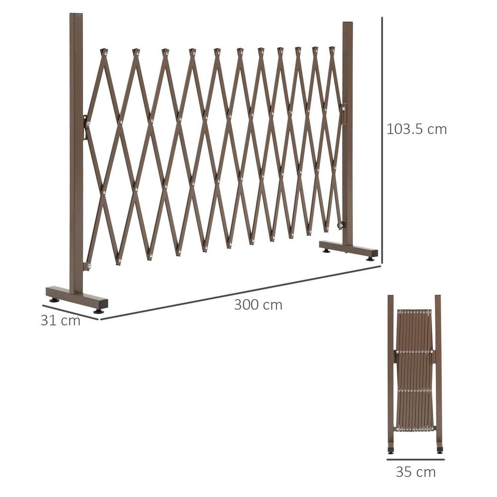 Outsunny Aluminum Fence Panel - Foldable & Movable - Dark Brown - Best Quality