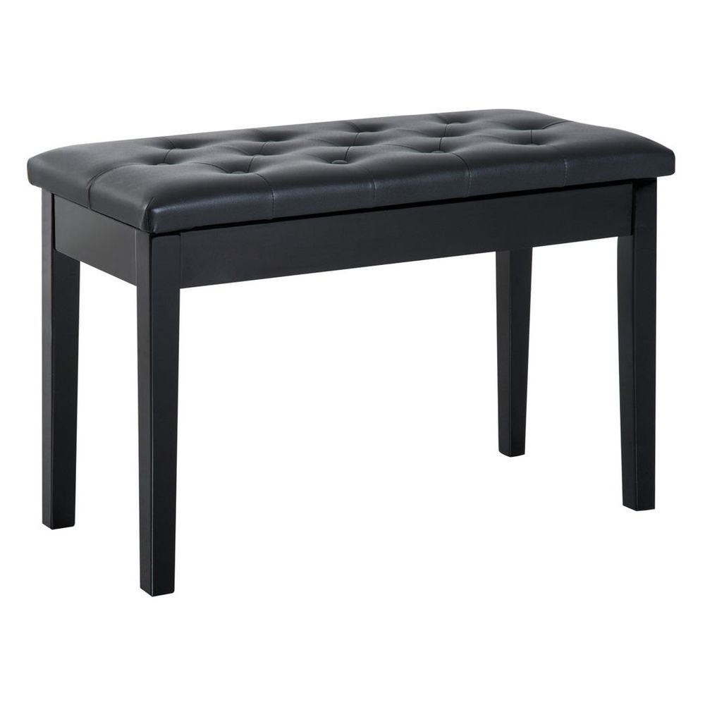Classic Digital Keyboard Piano Bench - Makeup Seat Stool - Wood - Black