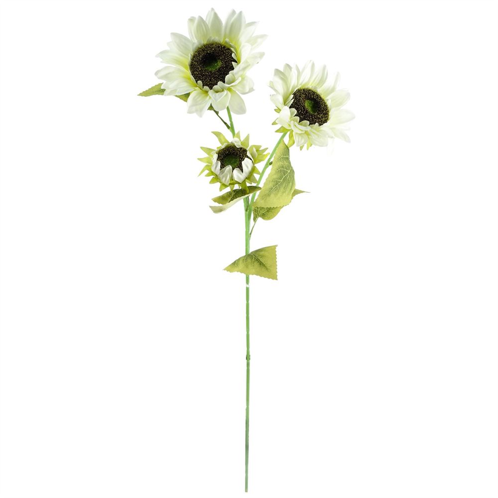 100cm White Artificial Sunflower Arrangement - Glass Vase