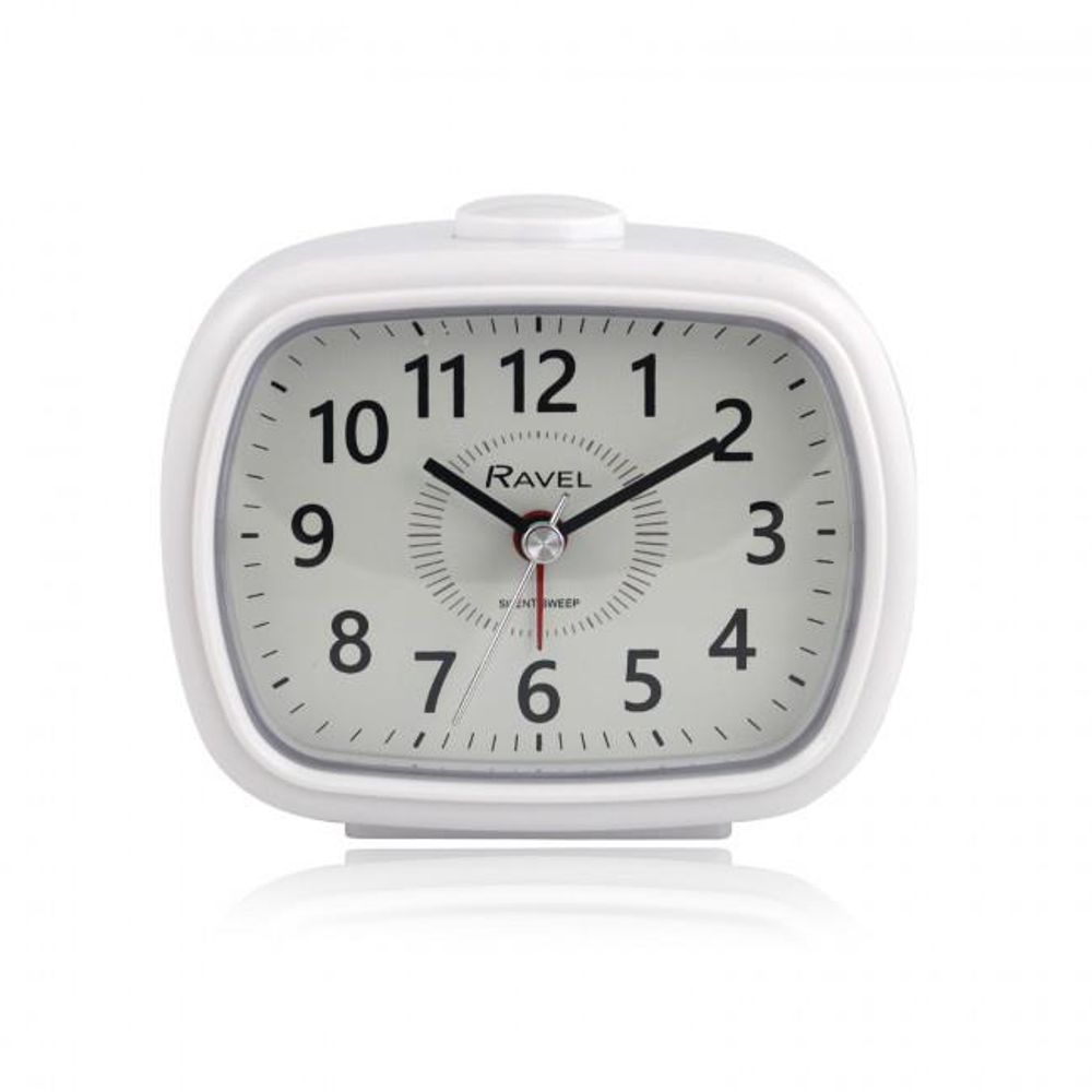 High-Quality White Quartz Alarm Clock - Ravel RC042.4"
Description: "Upgrade your bedside with Ravel's contemporary styled white quartz alarm clock. Clear dial, bold numbers, beep alarm, snooze function. Perfect for any room!