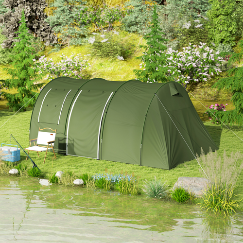 Outsunny 5-6 Man Family Tent Camping Tent with 2 Room and Carry Bag