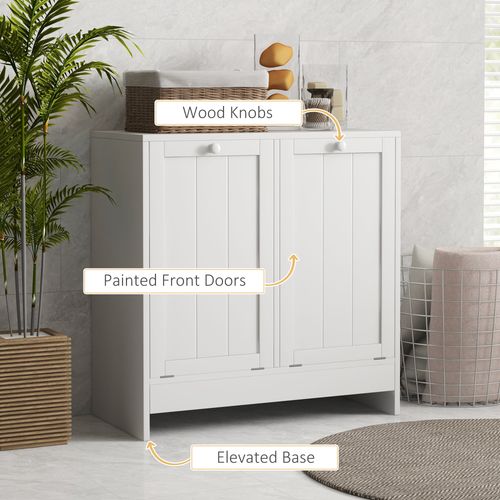 kleankin Tilt-out Laundry Storage Cabinet with 2 Compartment Hampers, White
