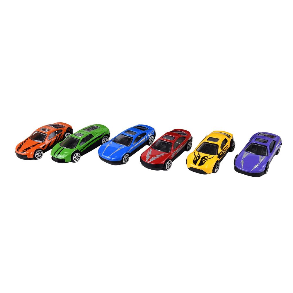 Soka Car Transporter Carrier Truck Toy - Play Vehicle Set of 1 Big Truck Carrier, 6 Colourful Metal Cars, 5 Cones, 2 Barrels and 4 Stop Signs