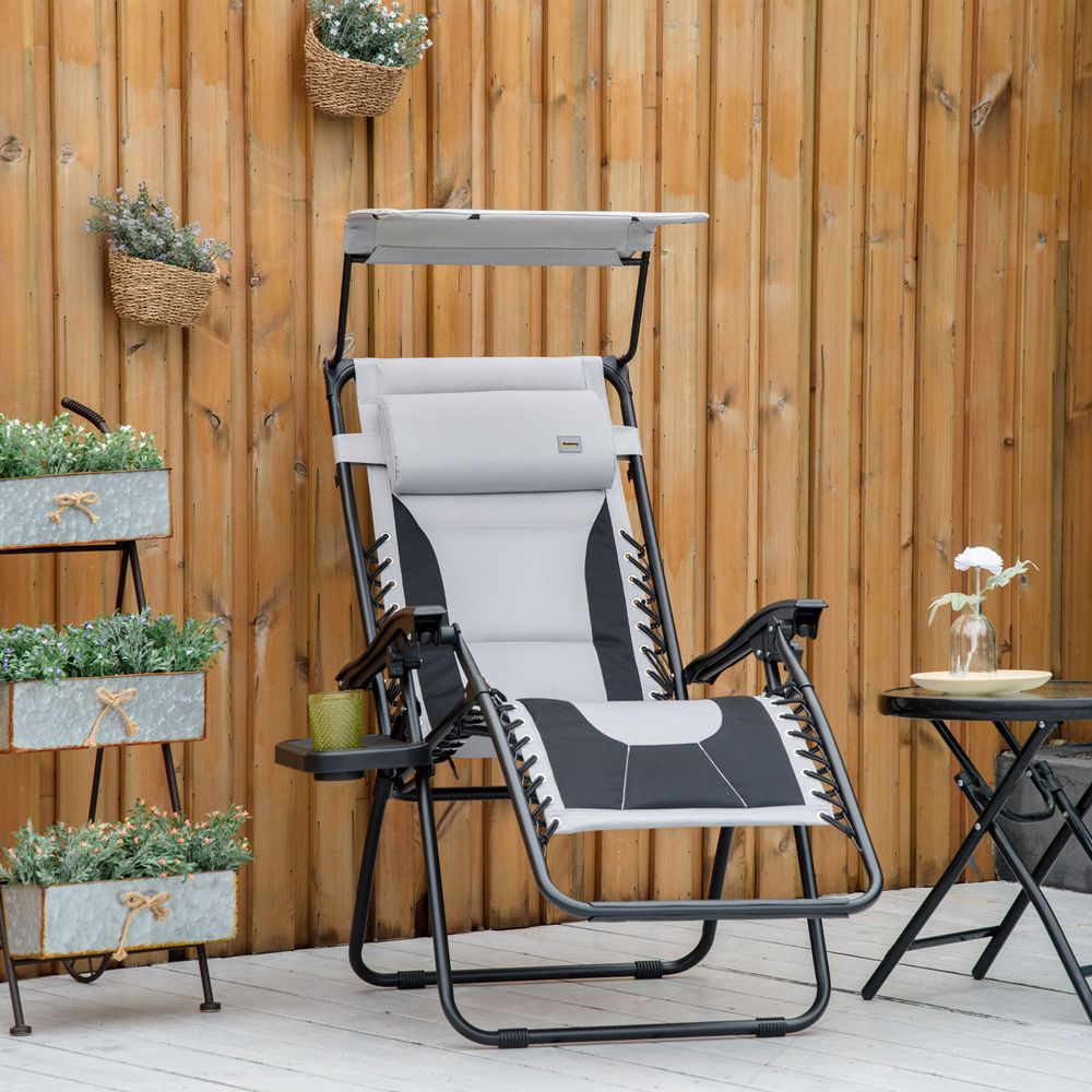 Ultimate Relaxation Zero-G Lounger Chair w/ Shade Cover, Cup Holder, & Headrest