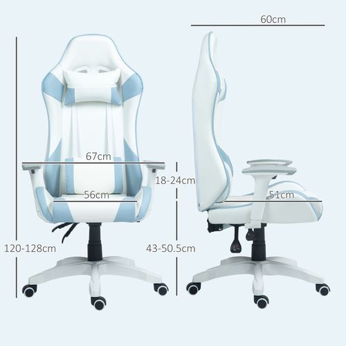 HOMCOM Gaming Chair for Adults Faux Leather Computer Chair w/ 3D Armrests Pink
