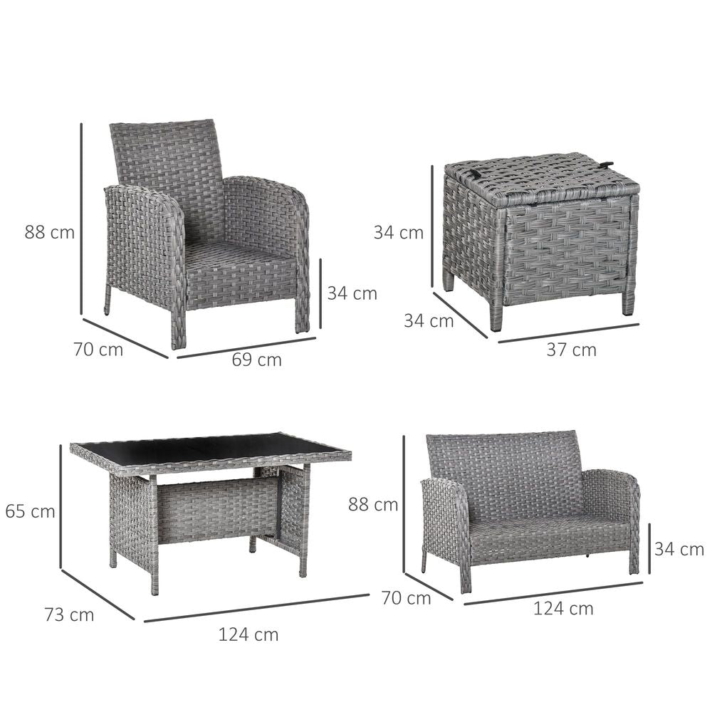 Outdoor Patio Dining Set - 6 PCS All Weather Wicker Sofa Furniture - PE Rattan