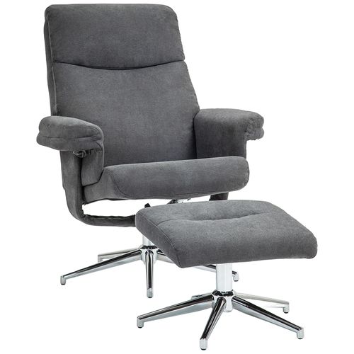 HOMCOM Recliner Chair with Footstool with Adjustable Back