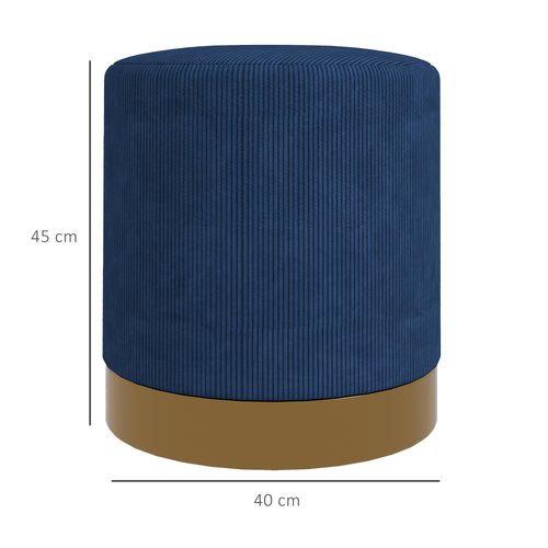 HOMCOM Modern Round Footstool, Fabric Upholstered Foot Rest
