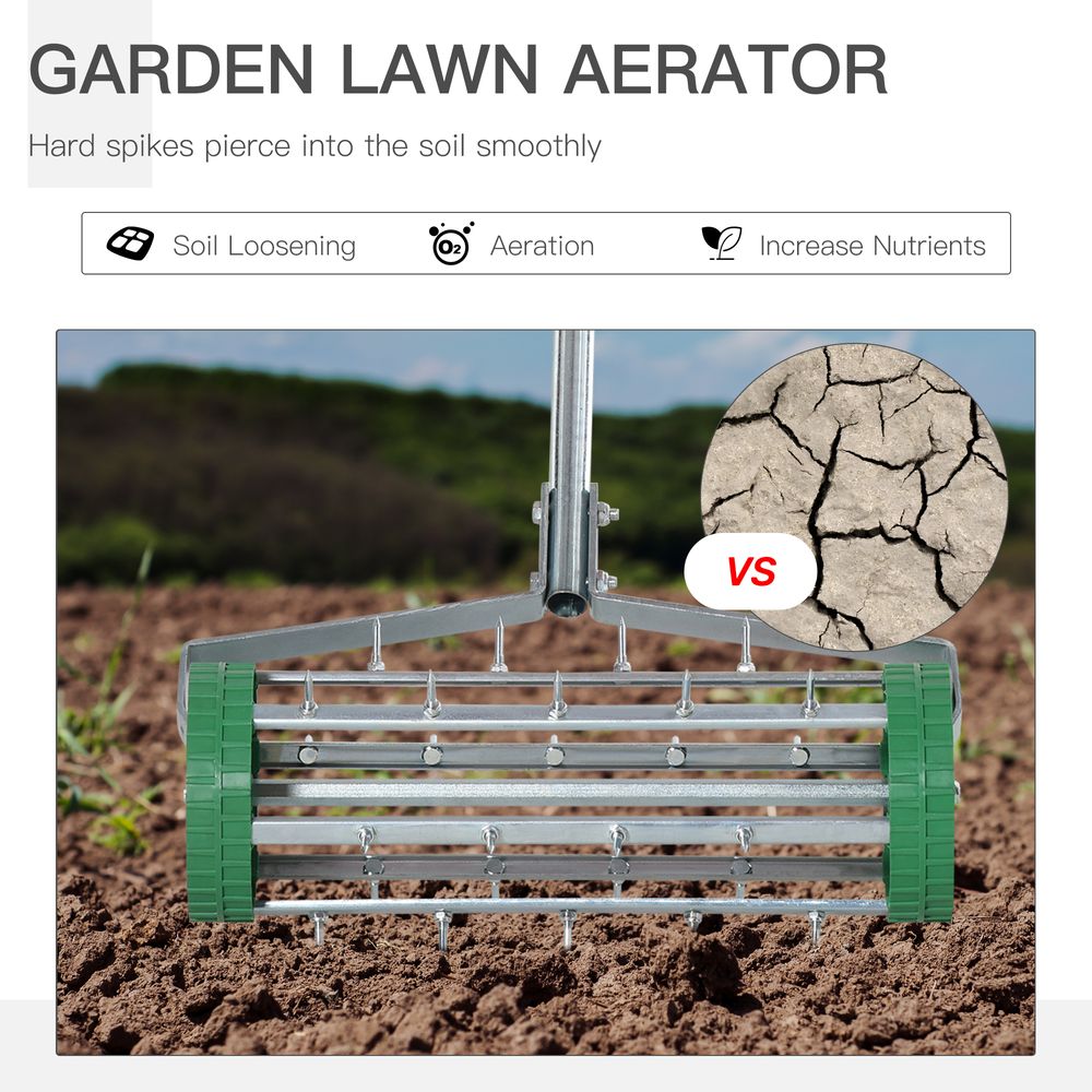 Outsunny Lawn Aerator Roller-Green/Silver