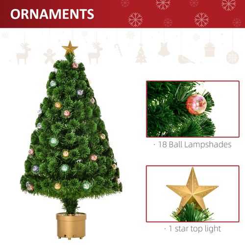 4FT Prelit Artificial Christmas Tree Fiber Optic Xmas Indoor Golden Stand Green