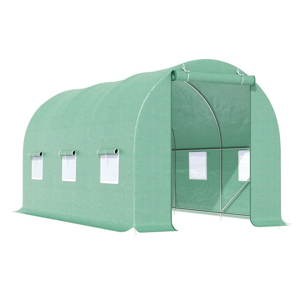 Outsunny Walk-In Gardening Greenhouse | 4.5m x 2m x 2m | PE Cover, Galvanized Steel Frame | Green