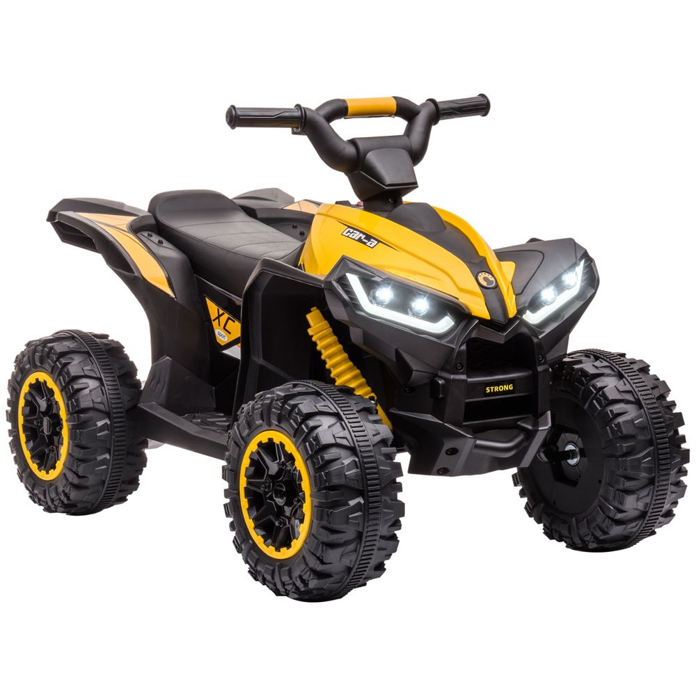 HOMCOM 12V Electric Quad Bike for Kids Ride On Car ATV Toy, with Forward Reverse Functions, LED Headlights, Music, for Ages 3-5 Years - Yellow