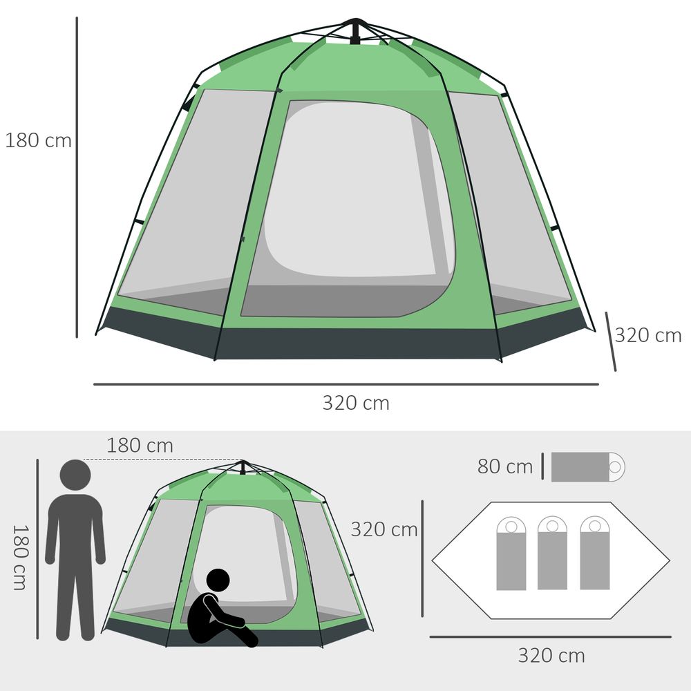 Outsunny 6P Camping Tent | 2-Tier Pop-up Design | Portable Carry Bag | Ideal for Family & Friends