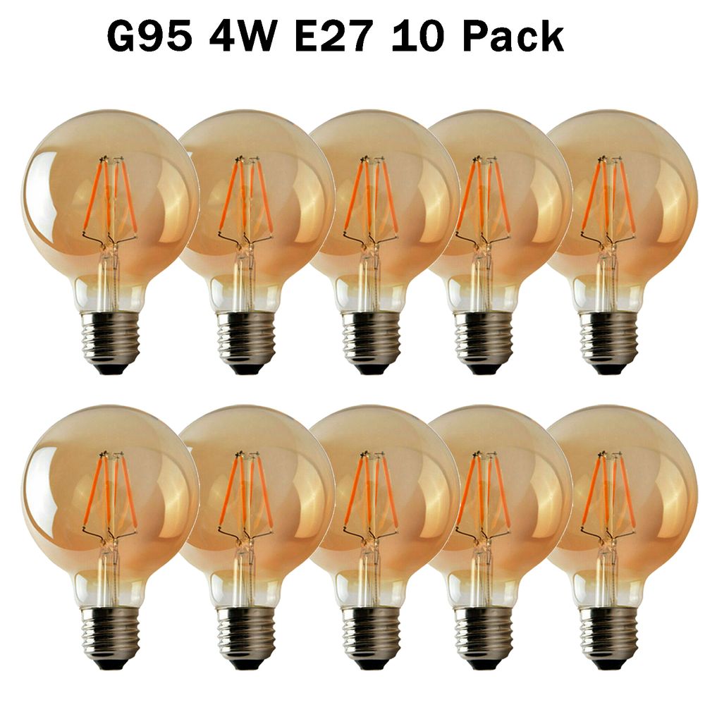 10 Pack E27 LED Edison Dimmable Vintage Amber Glass Warm white 2700K Light Bulbs