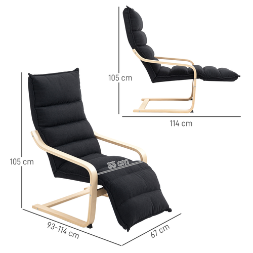 HOMCOM Birch Wood Lounge Chair for Living Room, Bedroom