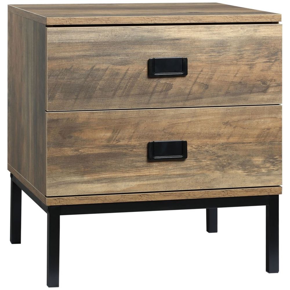 Metal Frame End Table with Storage Drawers | Bedroom & Living Room Furniture