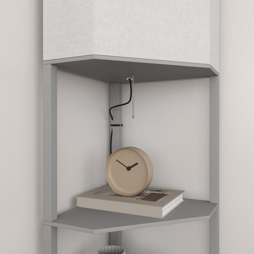 HOMCOM Corner Modern Floor Lamp with Shelves for Living Room, Bedroom
