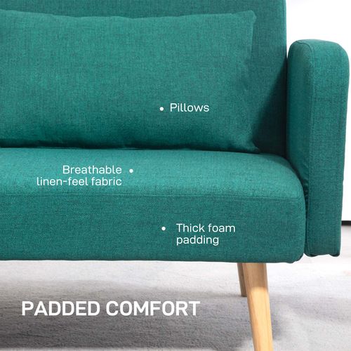 HOMCOM Convertible Sofa Bed Settee with Cushions, Adjustable Backrest