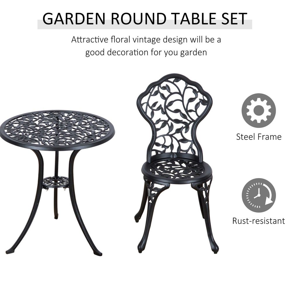 Premium Cast Aluminium 3-Pcs Bistro Set: Elegant Design, Durable Construction - Perfect for Any Outdoor Setting