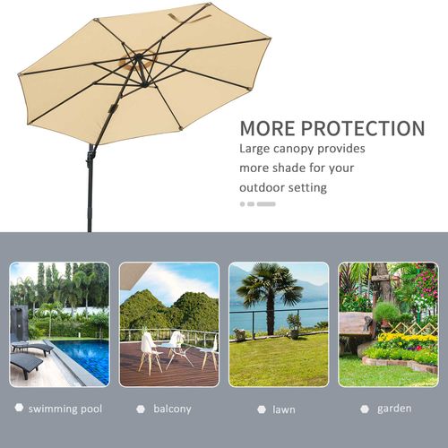 Outsunny Umbrella Parasol W/360 Rotation and Cross Base-Beige