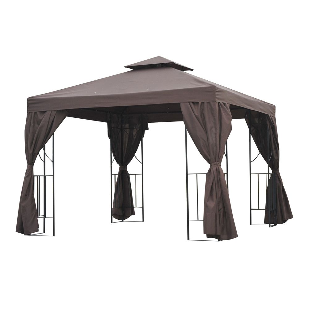 Outsunny 3x3m Gazebo with Side Panel - Brown