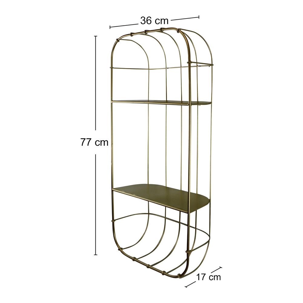 Premium Gold Metal Double Storage Shelf - High-Quality Design - 17 x 77 x 36cm