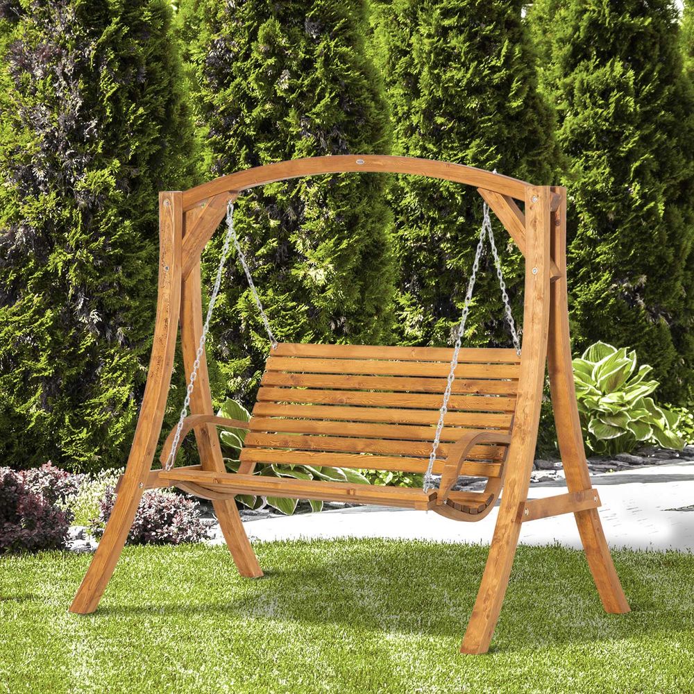 Premium Outdoor 2-Seater Swing Seat - Stylish Wooden Garden Swing Bench - High-Quality & Comfortable Seating - Perfect Patio Decor