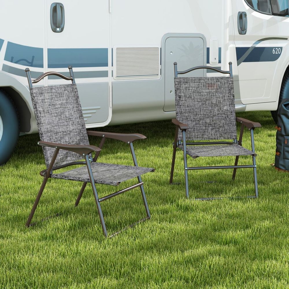 Premium Outsunny Folding Chairs - Portable, Armrests, Mesh Fabric Seat - Ideal for Outdoor Events