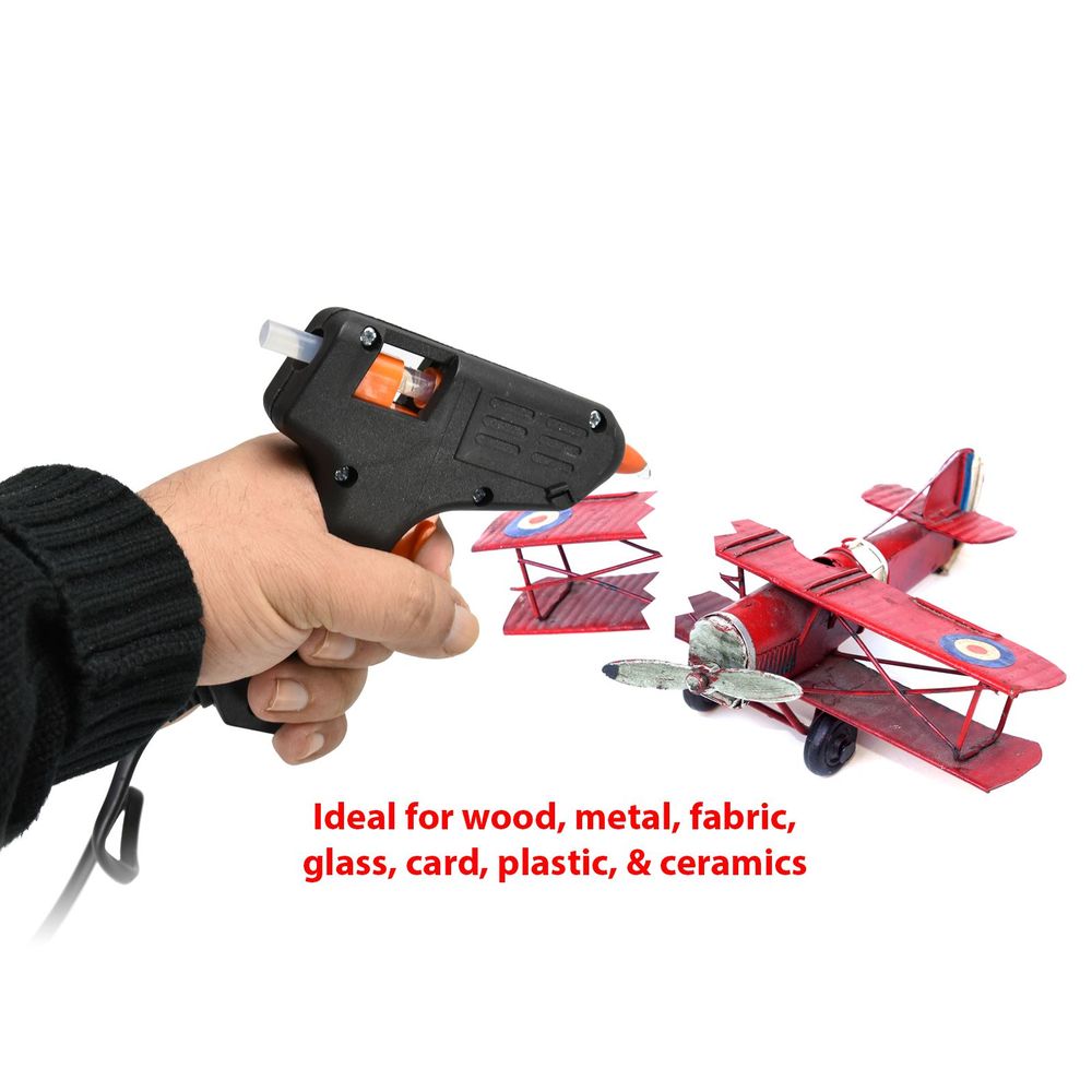 Mini Glue Gun 10W - Fast Drying - Bonds Paper, Plastic, Wood - Includes 2 Glue Sticks