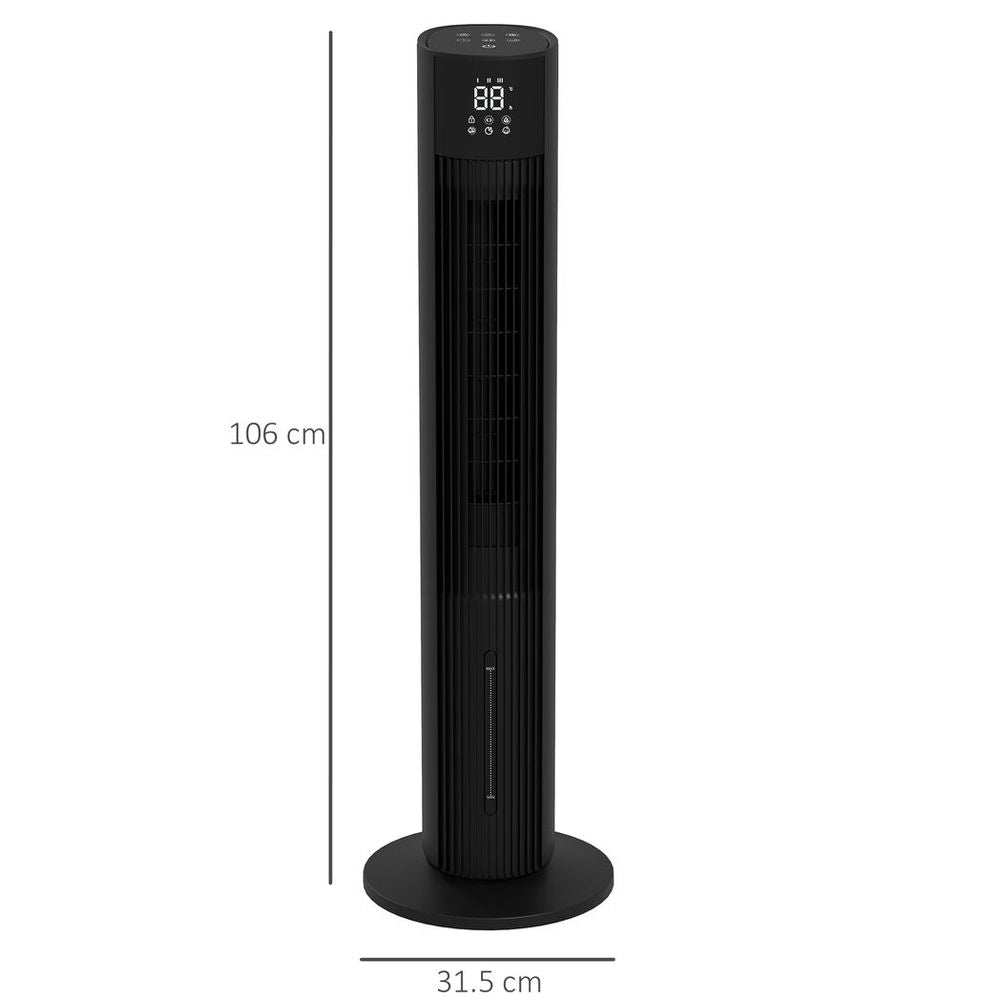 HOMCOM Oscillating Tower Fan - Cooling, Ice Pack, Water Tank, Child Lock