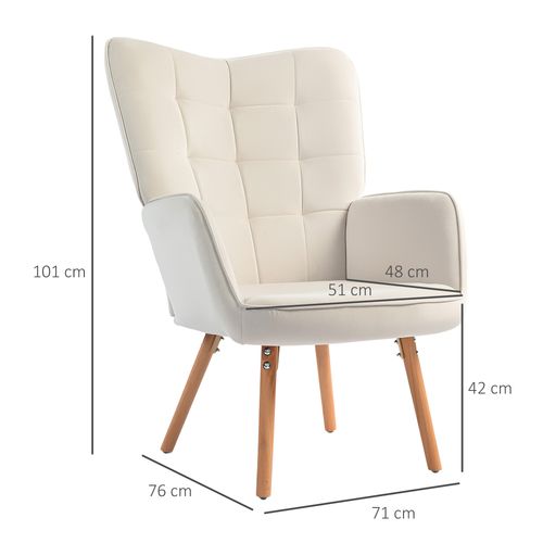 HOMCOM Accent Chair Velvet-Touch Tufted Wingback Armchair