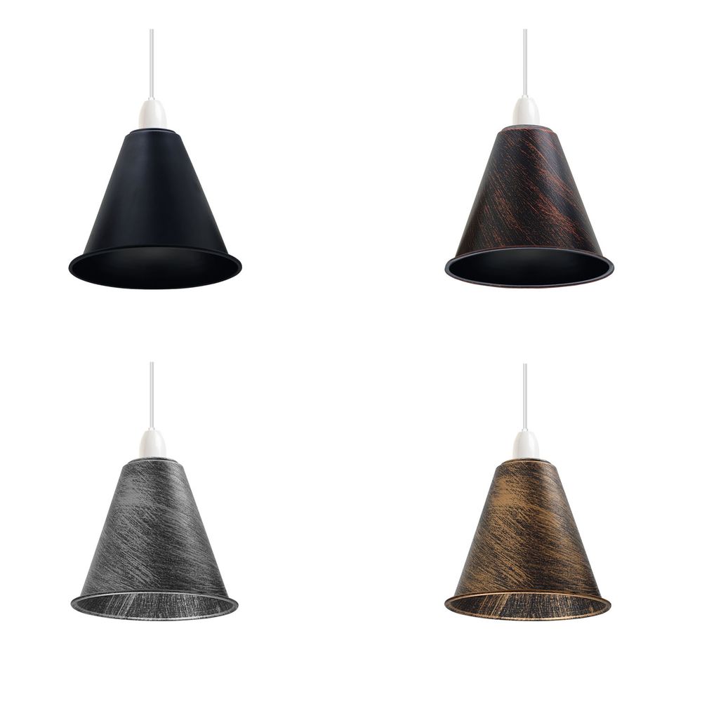 Vintage Retro Metal Cone Shade - Pack of 2 - 18cm Diameter - Easy Fit - High Quality