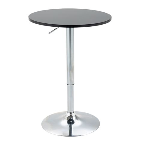 Round Height Adjustable Bar Table Counter Pub Desk Metal Base Black