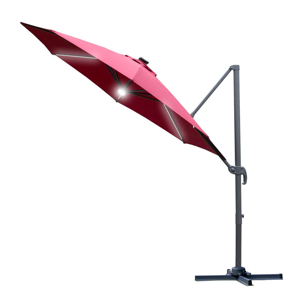 High-Quality 255cm Patio Parasol with LED Lights - Protect and Illuminate Your Outdoor Space!