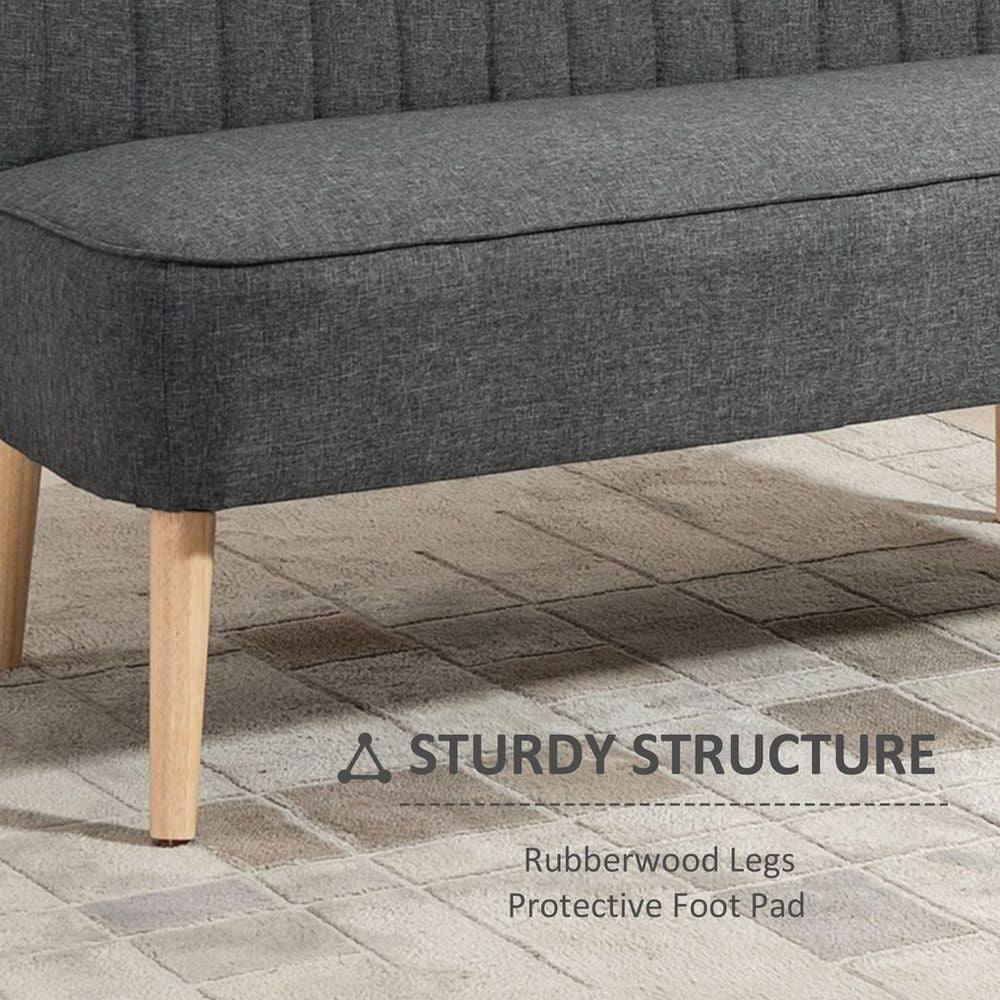 Modern Double Seat Sofa Loveseat Couch Padded Linen Wood Legs, Grey