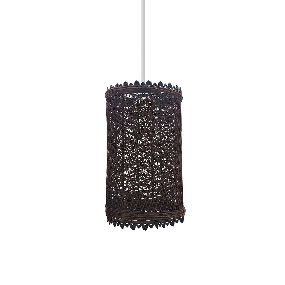 Retro Vintage Rattan Style Lampshade - Easy Fit, 1cm Hole, E27 Base - High-Quality Barrel Cage Design - Perfect for Any Room