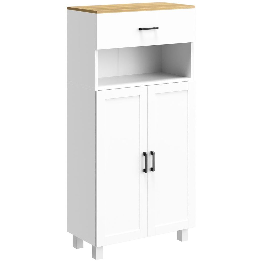 HOMCOM Kitchen Cupboard Storage Cabinet, Drawer, Countertop, White