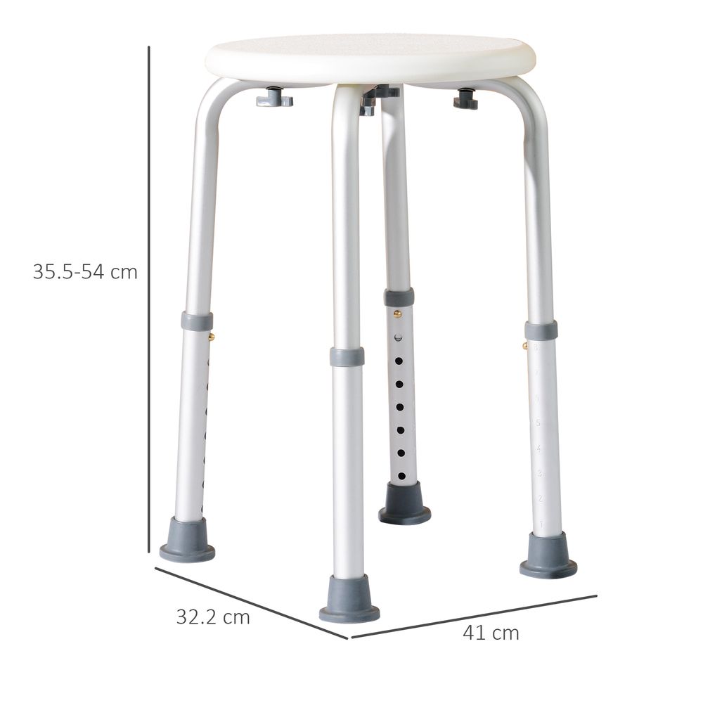 HOMCOM Bath Chair Shower Seat Safety Bathroom Elderly Aids Adjustable Positions White