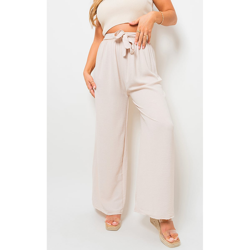 Lauryn Drawstring Waist Wide Leg Trouser: Chic & Comfortable Pants