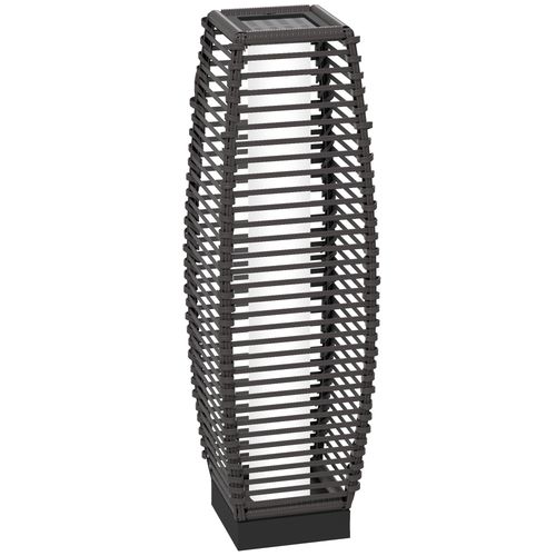 Outsunny Rattan Solar Floor Lamp with Auto On/Off LED Light for Porch Yard Grey