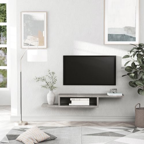 HOMCOM Wall Mounted Media Console, Floating TV Stand Component Shelf