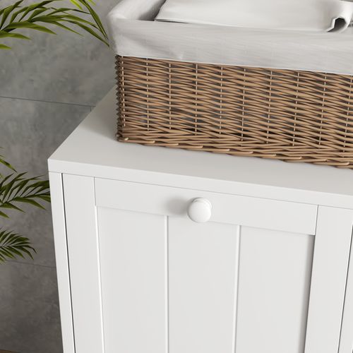 kleankin Tilt-out Laundry Storage Cabinet with 2 Compartment Hampers, White