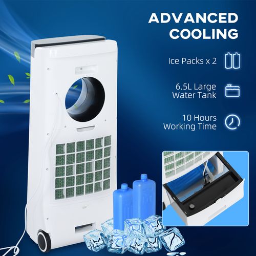 HOMCOM Bladeless Evaporative Air Cooler, 6.5L Fan, Humidifier & Air Clean
