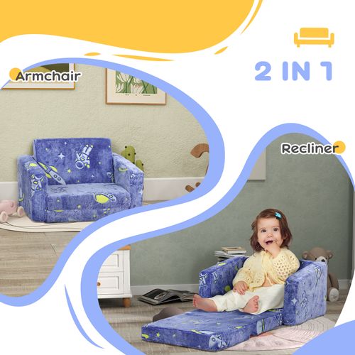 AIYAPLAY 2 in 1 Kids Folding Bed with Glow in The Dark Cosmic Design