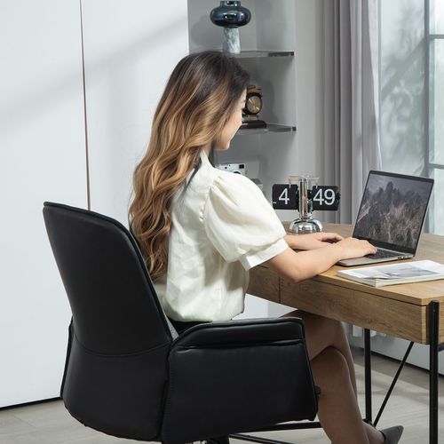 HOMCOM Office Chair, Linen Desk Chair with Adjustable Height Grey