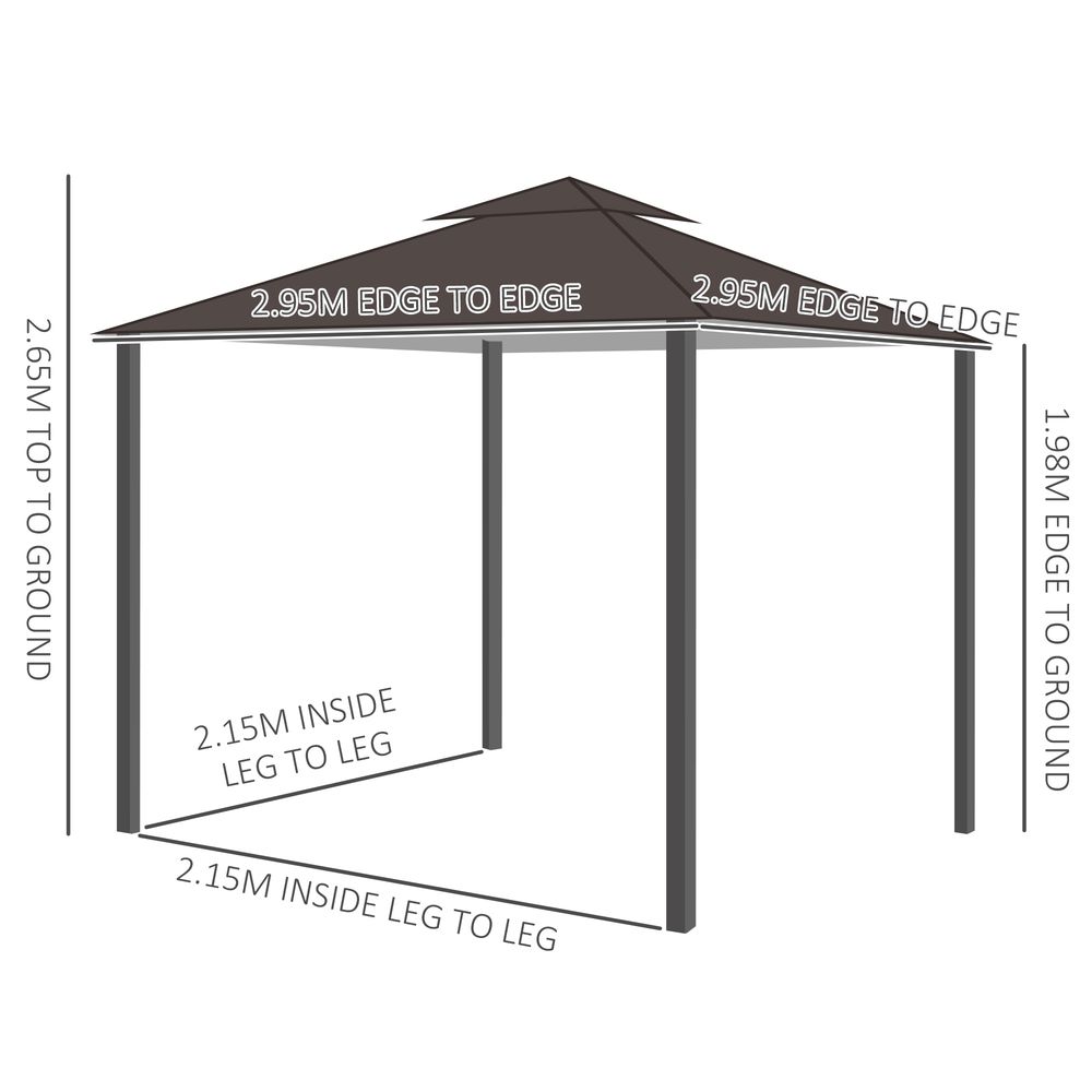 Outsunny 3x3m Gazebo with Side Panel - Brown